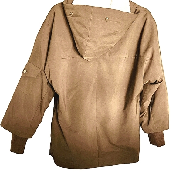 MaNGo Faux Fur Lined Hooded Jacket Women Oversized Olive Green Zip-up XXS NWOT - Picture 8 of 14